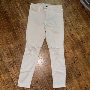 American Eagle tan destroyed stretch hi-rise size 14 jeggings